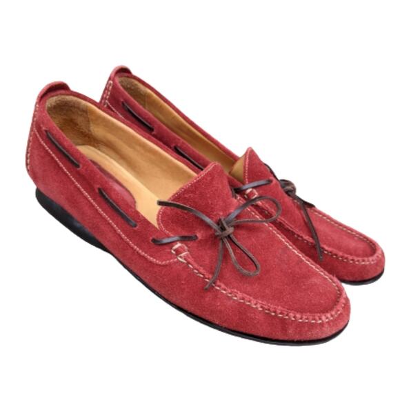 Cole Haan Red Suede Moccasin Loafers 9 - Picture 7 of 10